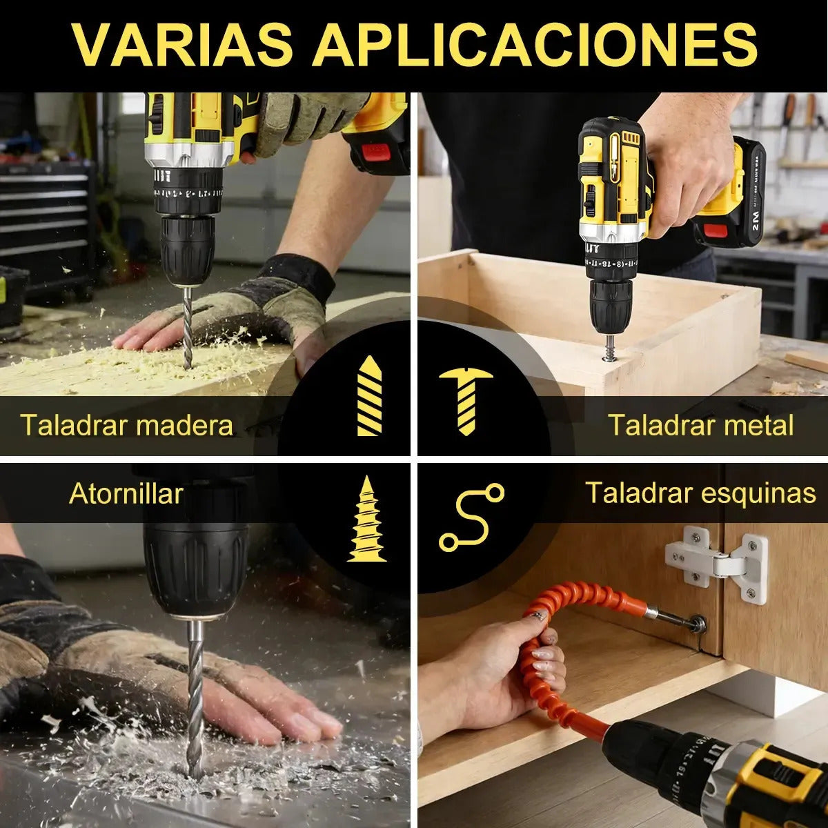 Kit Taladro Multifuncional Inalambrico Doble Bateria